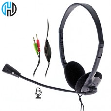 Headset 2 P2 Ajustável com Microfone e Controle de Volume Hoopson F-024 - Preto